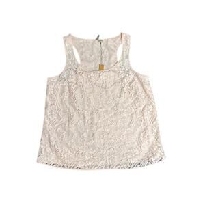 Lauren Conrad‎ Lace Chiffon Sleeveless Top sz Large Cottage Soft Girl NWT